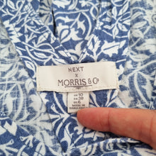 Load image into Gallery viewer, Next Morris & Co Dress Mini Linen Blend Blue White Tile Floral Print Mini 10