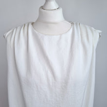 Load image into Gallery viewer, Zara White Mini Dress NEW Grecian Shoulders Pads Tunic Sleeveless Medium Lined