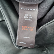 Load image into Gallery viewer, Mint Velvet Faux Leather Trousers 18 Long Black Wide Leg High Rise Work Winter