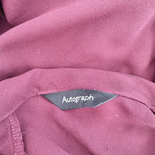 Load image into Gallery viewer, M&S Autograph Blouse Burgundy 12 Pussybow Tie Berry Shirt Work Long Sleeves Top