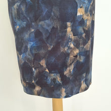 Load image into Gallery viewer, Jigsaw Skirt Pencil Navy Blue Abstract Print Work Office Lined Knee Length 14