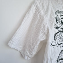 Load image into Gallery viewer, Angkor Shirt Embroidered Dragon Large Mens Cambodia White Mock Neck 100% Cotton