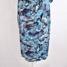 Load image into Gallery viewer, Bombshell by Katya Wildman Dress Liberty Fabric Blue Cocktail Pencil Print 8 10