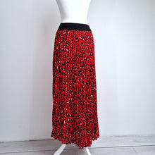 Load image into Gallery viewer, Made in Italy Skirt Pleated Leopard Print Maxi Red Elasticated Waist Fits 6 8 10