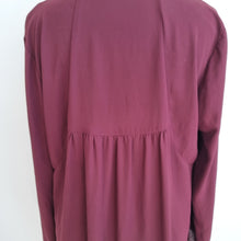 Load image into Gallery viewer, M&S Autograph Blouse Burgundy 12 Pussybow Tie Berry Shirt Work Long Sleeves Top