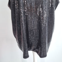 Load image into Gallery viewer, M&S Autograph Sequin Top Size 24 Vest Black Lined Sleeveless Camisole Tank Party