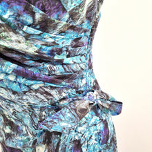 Load image into Gallery viewer, Bombshell by Katya Wildman Dress Liberty Fabric Blue Cocktail Pencil Print 8 10