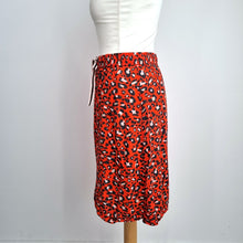 Load image into Gallery viewer, Sandwich Leopard Print Skirt UK 12 EU 40 Red Elastic Waist Tie Animal A Line