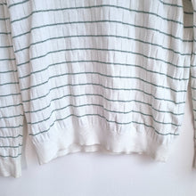 Load image into Gallery viewer, Reiss Cotton Knit Jumper Men’s Large White Green Stripe Lightweight Crew Neck