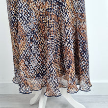 Load image into Gallery viewer, Marks & Spencer Classic Skirt Midi UK 22 Fit & Flare Lined Print Brown Blue Work