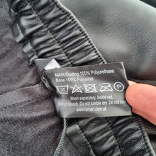 Load image into Gallery viewer, Roman Faux Leather Trousers Cropped 14 NEW Black Wide Leg Pockets Elastic Waist
