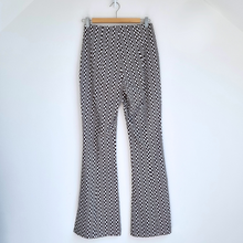 Load image into Gallery viewer, Topshop Trousers Flared Bellbottoms Check Pattern Brown Psychedelic Stretch 10