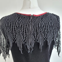 Load image into Gallery viewer, Vintage Canda Velvet Dress Cobweb Black Goth Halloween C&A Party Pencil UK 10