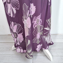 Load image into Gallery viewer, Long Tall Sally Skirt Maxi 16 18 Bias Cut Fit & Flare Purple Floral Print Lined