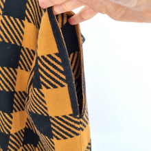 Load image into Gallery viewer, Madeleine Thompson Cardigan Cape 100% Merino Wool Tan Black Check Open One Size