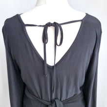 Load image into Gallery viewer, Club L London Maxi Dress UK 20 Black Ruched Open Back Evening Occasion Gothic