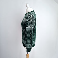 Load image into Gallery viewer, Dirty Harry Jumper Fair Isle Green Knit Retro Brighton Nordic Christmas Small
