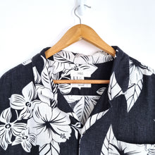 Load image into Gallery viewer, M&S Hawaiian Shirt Men's Linen Cotton Black Aloha Regular Fit Short Sleeve 3XL