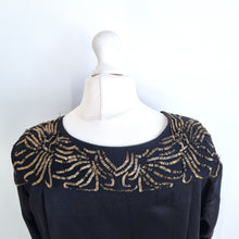 Load image into Gallery viewer, Day Birger et Mikkelsen Dress Black 12 Sequin Shoulders Faux Wrap Cocktail Work