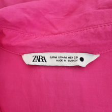 Load image into Gallery viewer, Zara Shirt Hot Pink Blouse Bright Long Sleeves 100% Viscose Button Top Medium