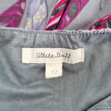 Load image into Gallery viewer, White Stuff Maxi Dress Feather Print Grey 100% Cotton Crisscross Back Lined 12