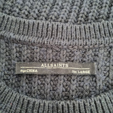 Load image into Gallery viewer, AllSaints Knitted Jumper Dress Large Navy Chunky Open Sides Tunic Vest Mouleon