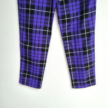 Load image into Gallery viewer, Nasty Gal Tartan Trousers Purple Plaid Pants Cigarette Punk Check High Rise 8