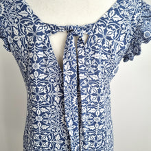 Load image into Gallery viewer, Next Morris & Co Dress Mini Linen Blend Blue White Tile Floral Print Mini 10