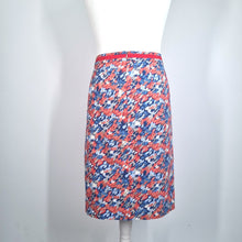 Load image into Gallery viewer, Boden Pencil Skirt Abstract Print Knee Length Tall Red Blue Lined Cotton 18 Long