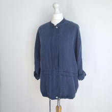 Load image into Gallery viewer, Jaeger Jacket Lightweight Navy Blue 100% Lyocell Summer Pockets Chambray 10