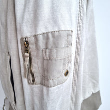 Load image into Gallery viewer, Anthropologie Marrakech Jacket Bomber Cream Beige Soft Moto Zip Buttons Large