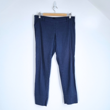 Load image into Gallery viewer, 120% Lino Linen Trousers 8 Navy Blue Cigarette Low Rise Slim Fit Work Summer