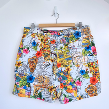 Load image into Gallery viewer, Franklin & Marshall Swimming Shorts Men Small Hawaiian Floral USA Map Lined