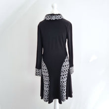 Load image into Gallery viewer, Joseph Ribkoff Dress Black Grey Long Sleeves Skater Cowl Neck Jersey Work UK 8