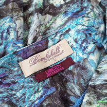 Load image into Gallery viewer, Bombshell by Katya Wildman Dress Liberty Fabric Blue Cocktail Pencil Print 8 10