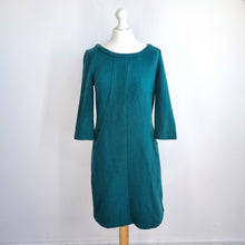 Load image into Gallery viewer, Boden Shift Dress Teal Green UK 10 Textured Smart Work Pockets Knee Length