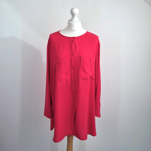 Load image into Gallery viewer, Vintage Jaeger Tunic Top UK 12 14 Berry Red Blouse Button Down Long Sleeves 80s
