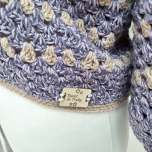 Load image into Gallery viewer, Handmade Crochet Cardigan Cropped Chunky Knit Boxy Lilac Hexagon Granny 6 8 10