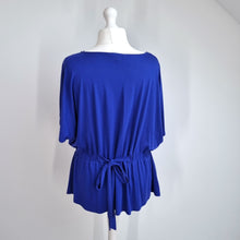 Load image into Gallery viewer, Phase Eight Peplum Blouse UK 18 Royal Blue Ruched Stretch Top Smart Casual Work