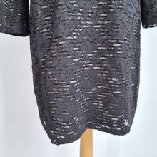 Load image into Gallery viewer, Phase Eight Lace Dress Shift Striped Lining Black Floral Long Sleeves Mini 16