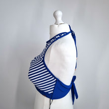 Load image into Gallery viewer, Figleaves Curve Bikini Top UK 24 BNWT Blue White Chevron High Halter Neck