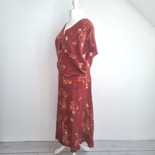Load image into Gallery viewer, M&S Per Una Co-ord Midi Skirt Blouse Rust Brown Floral Print Set Occasion 20 22