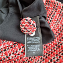 Load image into Gallery viewer, M&S Tweed Midi Skirt UK 14 Red Fringed Pencil Boucle Lined Wrap Office Smart