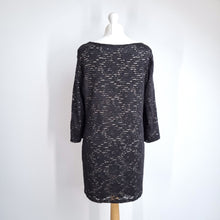 Load image into Gallery viewer, Phase Eight Lace Dress Shift Striped Lining Black Floral Long Sleeves Mini 16