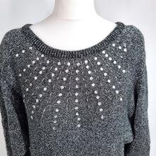 Load image into Gallery viewer, Vintage Richards Jumper Metallic Sparkle Embellished UK 14/16 Silver Grey Knit