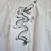 Load image into Gallery viewer, Angkor Shirt Embroidered Dragon Large Mens Cambodia White Mock Neck 100% Cotton