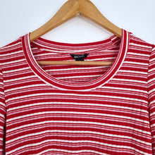 Load image into Gallery viewer, Monki Co-ord Outfit Flared Trousers Crop Top Striped Red White Jersey Medium