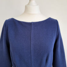 Load image into Gallery viewer, Boden Dress Shift Navy Blue Ribbed Pencil 3/4 Sleeves Work Occasion 12 Long