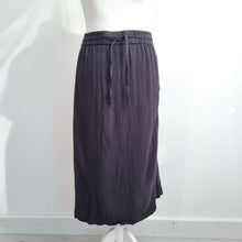 Load image into Gallery viewer, JD Williams Midi Skirt Plus Size UK 30 Linen Blend Elastic Waist Black Pockets