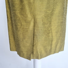 Load image into Gallery viewer, Reiss Dress Sheath Cocktail Golden Green Shift Luca Work Square Neck Lined 8